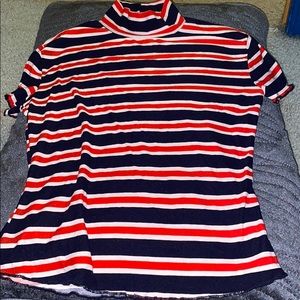 Red, white and blue striped top